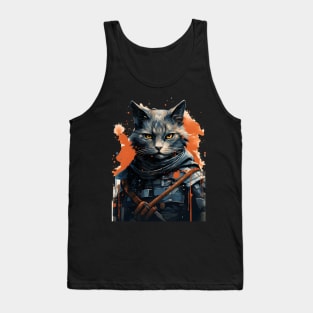 Cat Japanese Warrior Tank Top